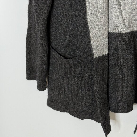 Bendetta B Merino Wool Cashmere Blend Gray Color Block Hooded Cardigan Medium - Picture 4 of 8